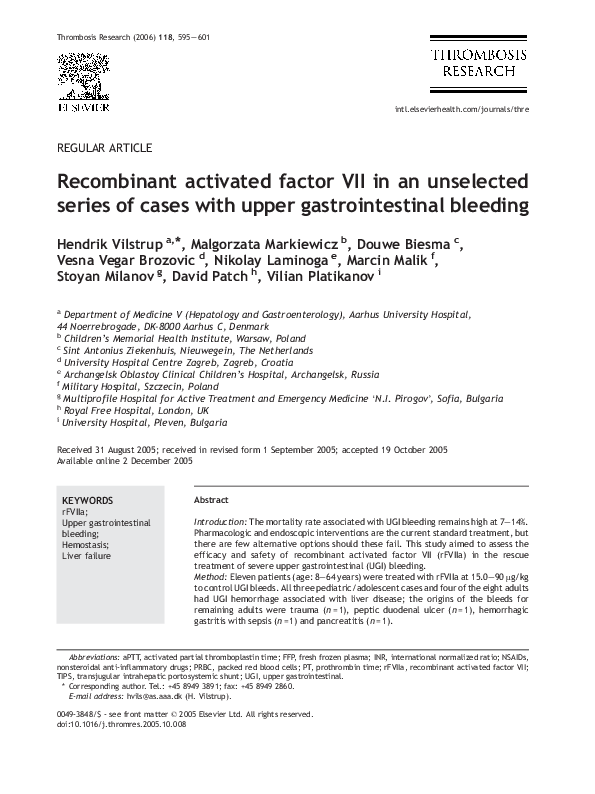 (PDF) Recombinant activated factor VII in an unselected series of cases ...