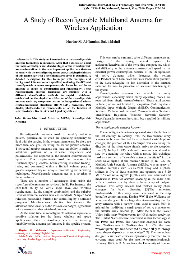 (PDF) A Study of Reconfigurable Multiband Antenna for Wireless Application