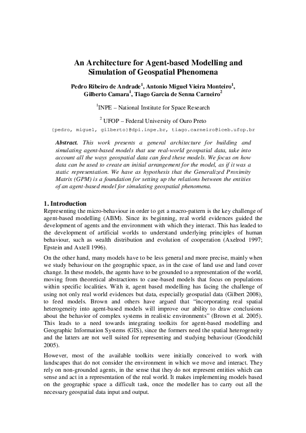 (PDF) An Architecture for Agent-based Modelling and Simulation of ...