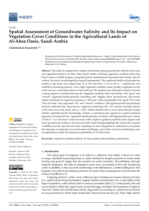 (PDF) Spatial Assessment of Groundwater Salinity and Its Impact on ...
