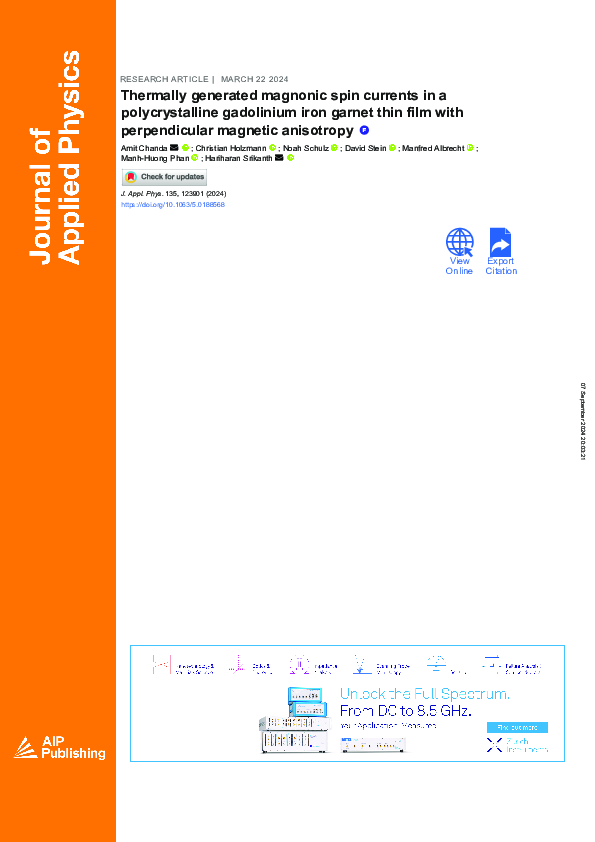 (PDF) Thermally generated magnonic spin currents in a polycrystalline ...
