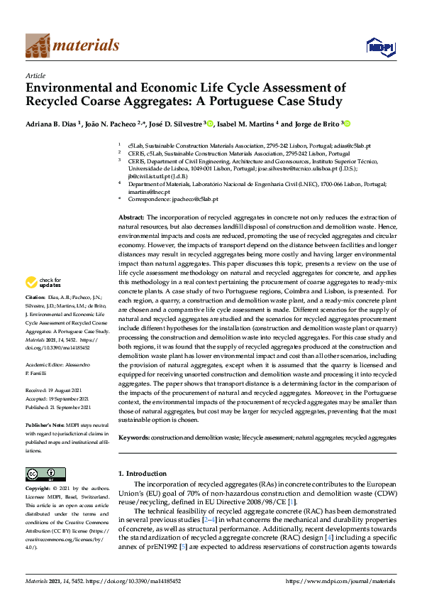 (PDF) Environmental and Economic Life Cycle Assessment of Recycled ...