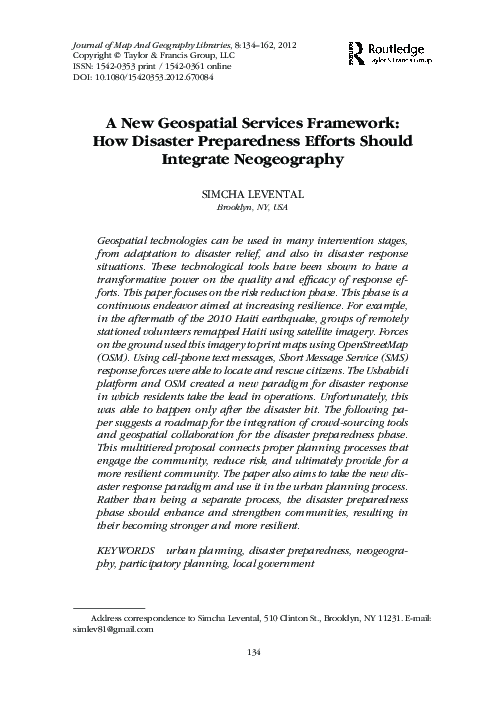 (PDF) A New Geospatial Services Framework: How Disaster Preparedness ...