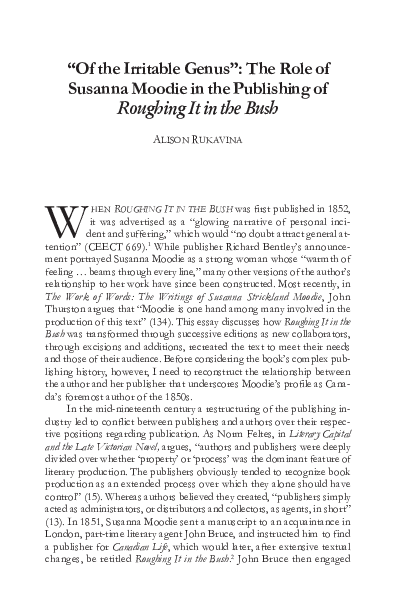 (PDF) Of the Irritable Genus : The Role of Susanna Moodie in the ...