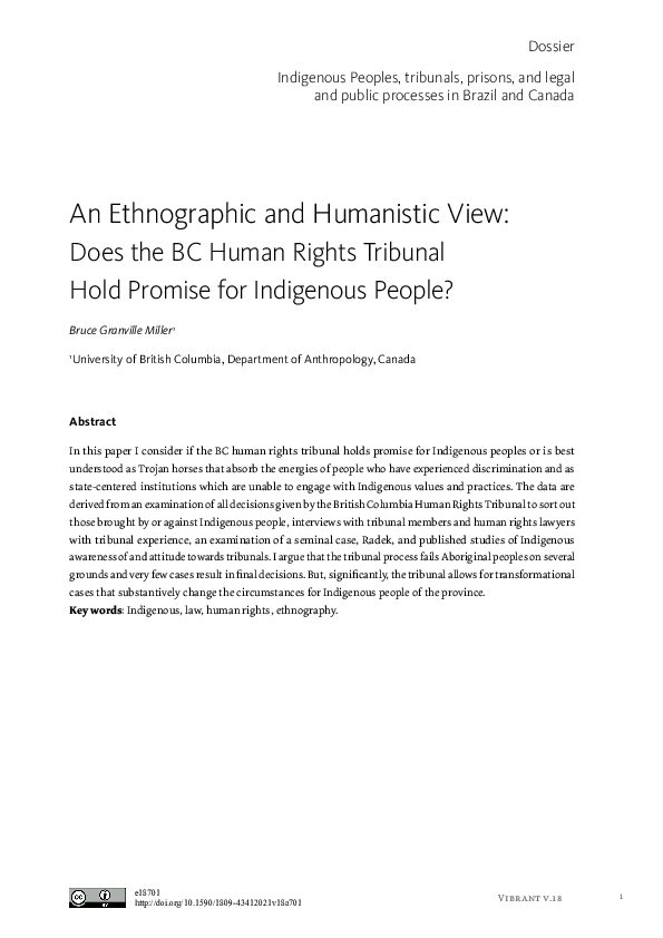 (PDF) An Ethnographic and Humanistic View: Does the BC Human Rights ...