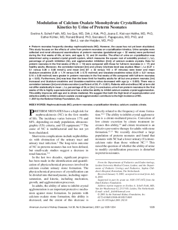 (PDF) Modulation of calcium oxalate monohydrate crystallization ...