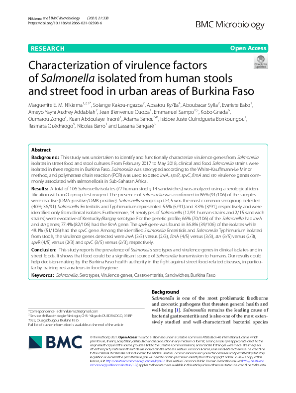 (PDF) Characterization of virulence factors of Salmonella isolated from ...