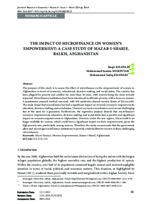 (PDF) The Impact of Microfinance on Women Empowerment: A case study of ...
