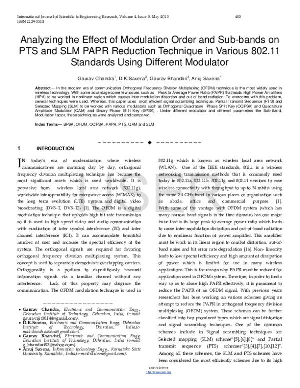 (PDF) Analyzing the Effect of Modulation Order and Sub-bands on PTS and ...