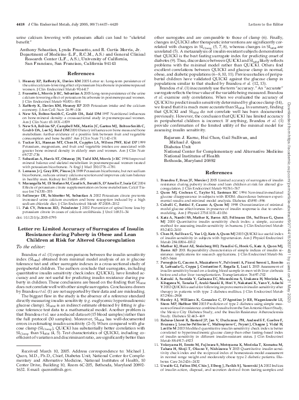 (PDF) Letter re: Limited Accuracy of Surrogates of Insulin Resistance ...
