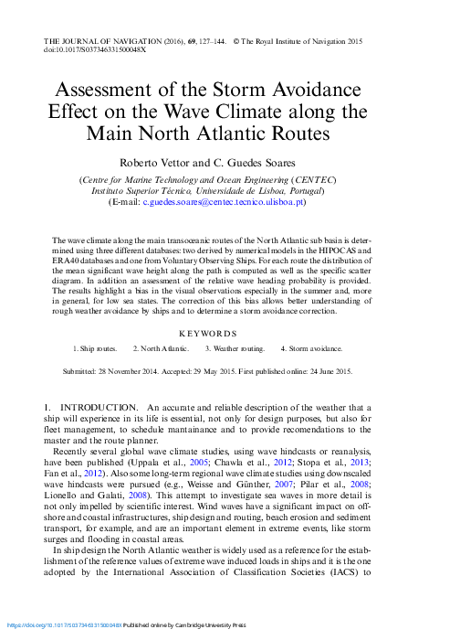 (PDF) Assessment of the Storm Avoidance Effect on the Wave Climate ...