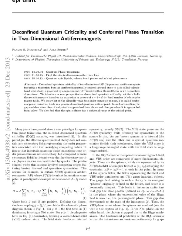 (PDF) Deconfined quantum criticality and conformal phase transition in ...