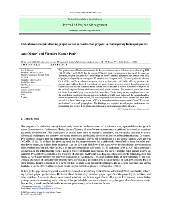 (PDF) Critical success factors affecting project success in ...