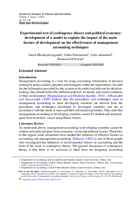 (PDF) Experimental test of contingency theory and political economy ...