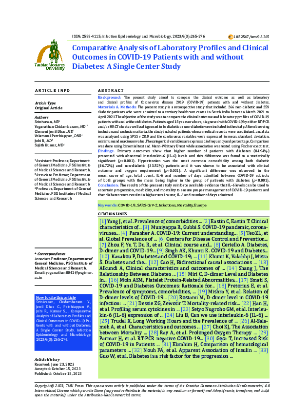 (PDF) Comparative Analysis of Laboratory Profiles and Clinical Outcomes ...