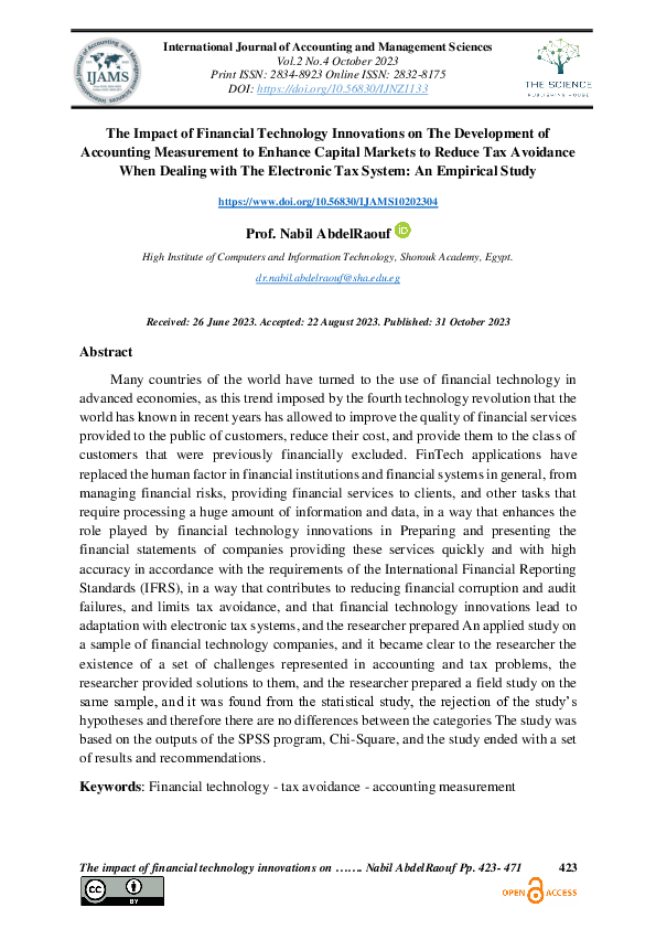 (PDF) The impact of financial technology innovations on the development ...