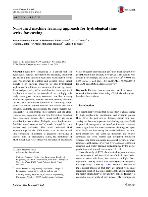 (PDF) Non-tuned machine learning approach for hydrological time series ...