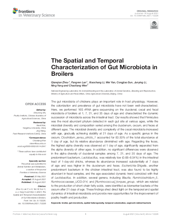(PDF) The Spatial and Temporal Characterization of Gut Microbiota in ...