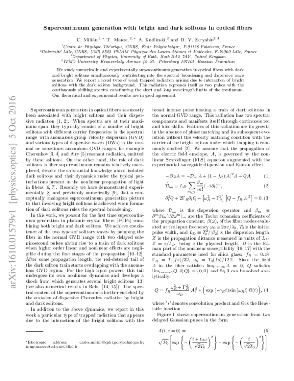 (PDF) Supercontinuum generation with bright and dark solitons in ...
