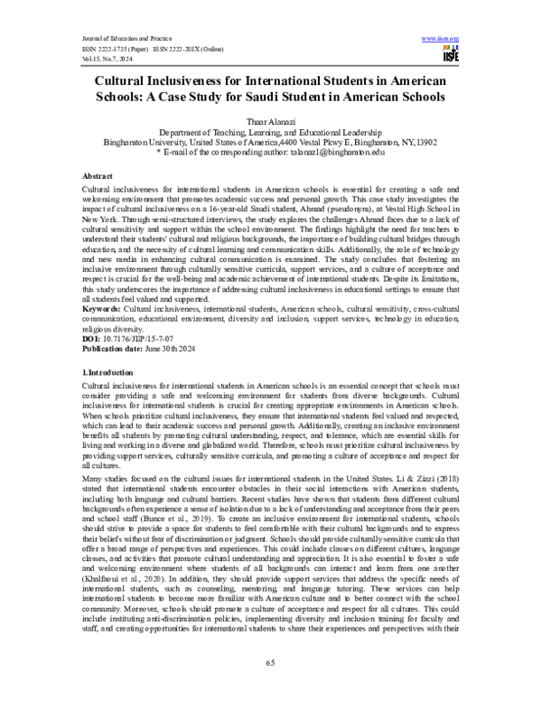 (PDF) Cultural Inclusiveness for International Students in American ...