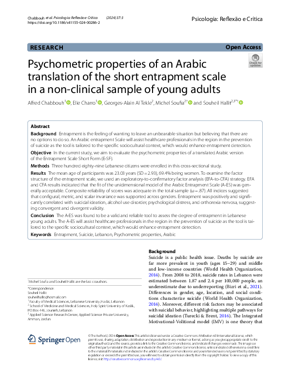 (PDF) Psychometric properties of an Arabic translation of the short ...