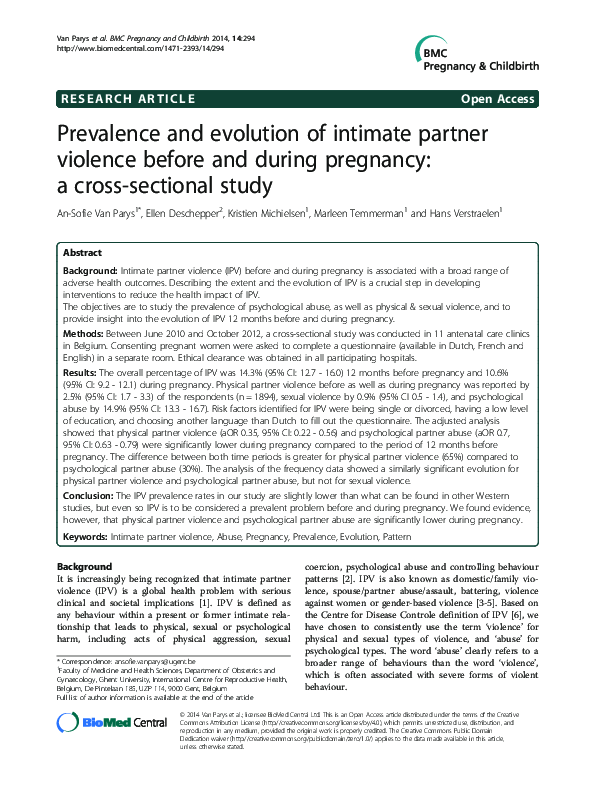 (PDF) Prevalence and evolution of intimate partner violence before and ...
