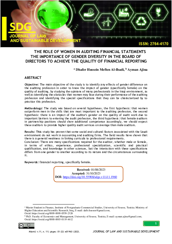 (PDF) The role of women in auditing financial statements the importance ...