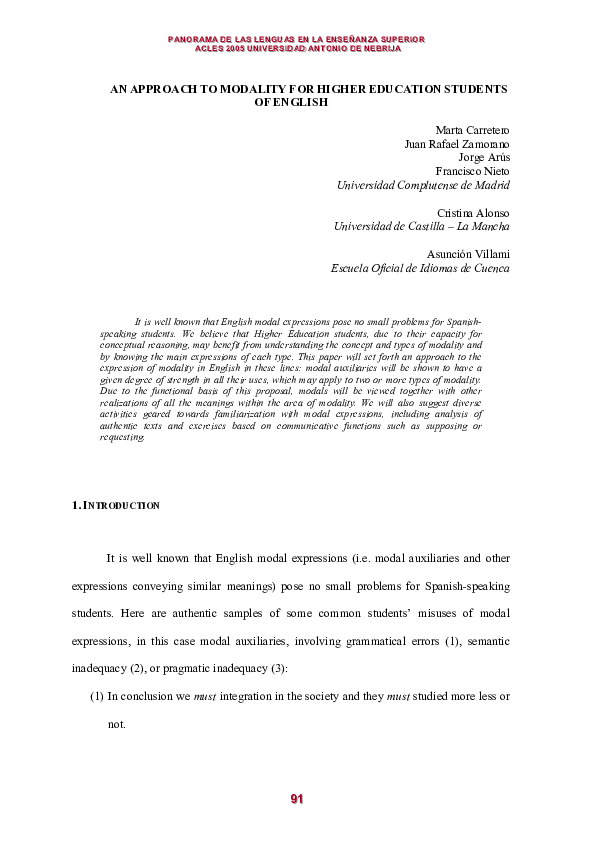 (PDF) An approach to modality for higher education students of English