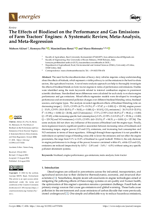 (PDF) The Effects of Biodiesel on the Performance and Gas Emissions of ...
