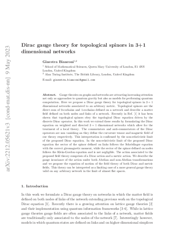 (PDF) Dirac gauge theory for topological spinors in 3+1 dimensional ...