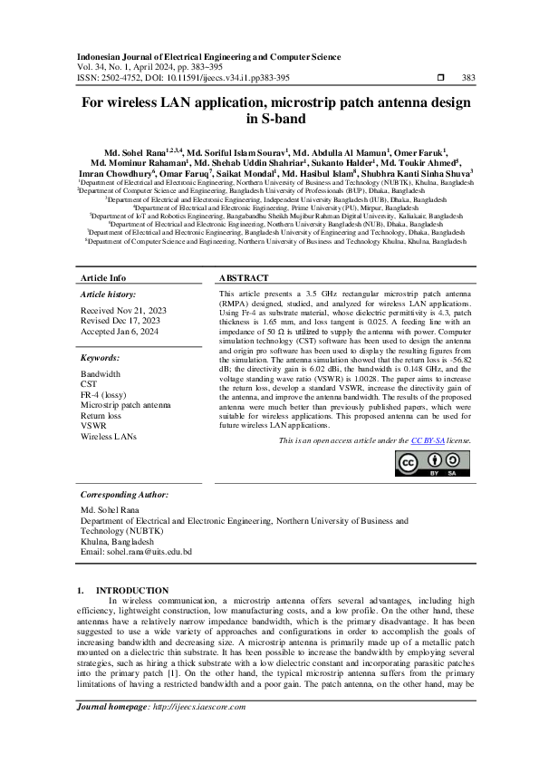 (PDF) For wireless LAN application, microstrip patch antenna design in ...
