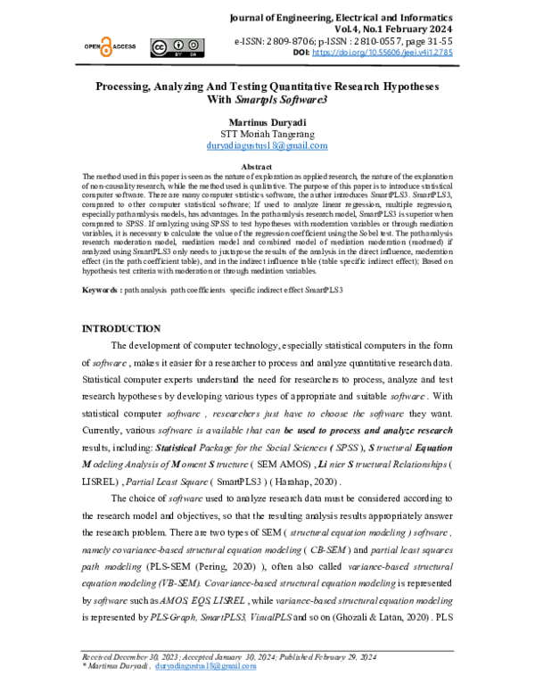 (PDF) Processing, Analyzing And Testing Quantitative Research ...