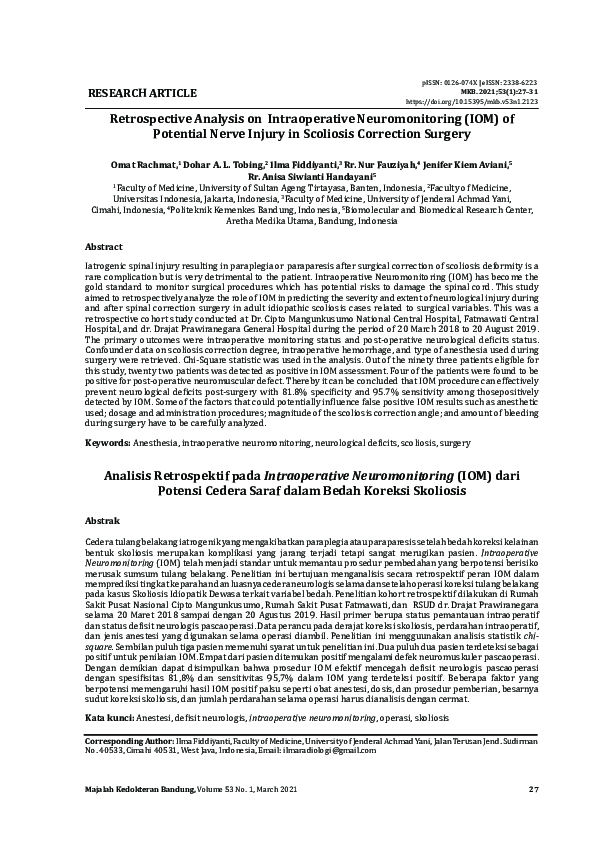 (PDF) Retrospective Analysis on Intraoperative Neuromonitoring (IOM) of ...