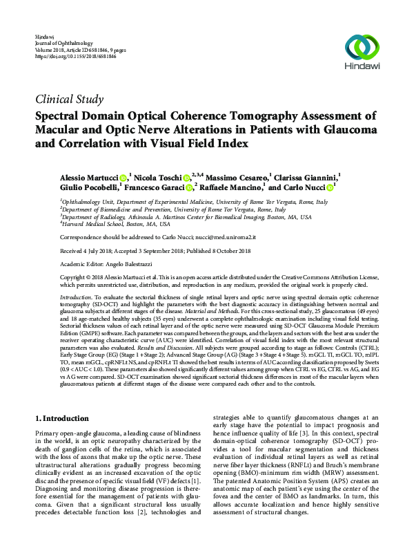 (PDF) Spectral Domain Optical Coherence Tomography Assessment of ...