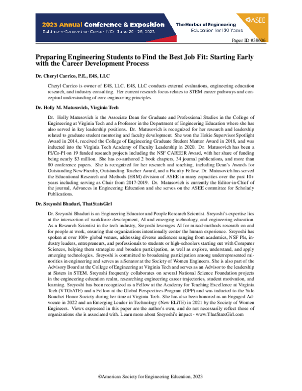 (PDF) Preparing Engineering Students to Find the Best Job Fit: Starting ...