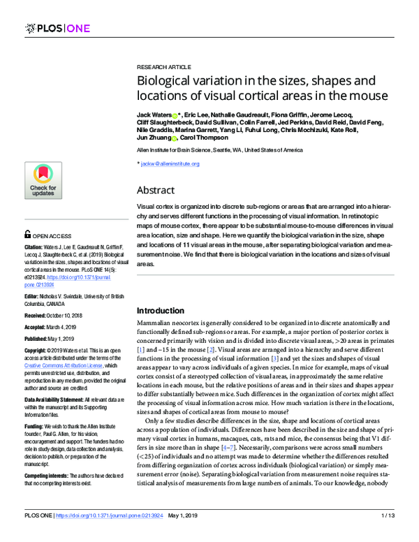 (PDF) Biological variation in the sizes, shapes and locations of visual ...