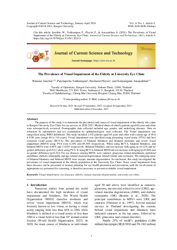 (PDF) The Prevalence of Visual Impairment of the Elderly at University ...