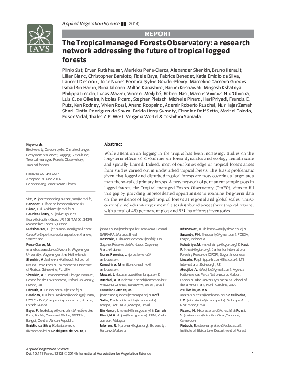(PDF) The Tropical managed Forests Observatory: a research network ...