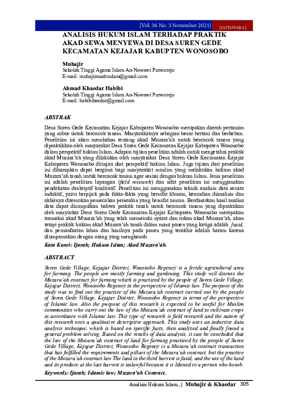 (PDF) Analisis Hukum Islam Terhadap Praktik Akad Sewa Menyewa