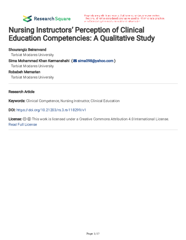 (PDF) Nursing Instructors’ Perception of Clinical Education ...