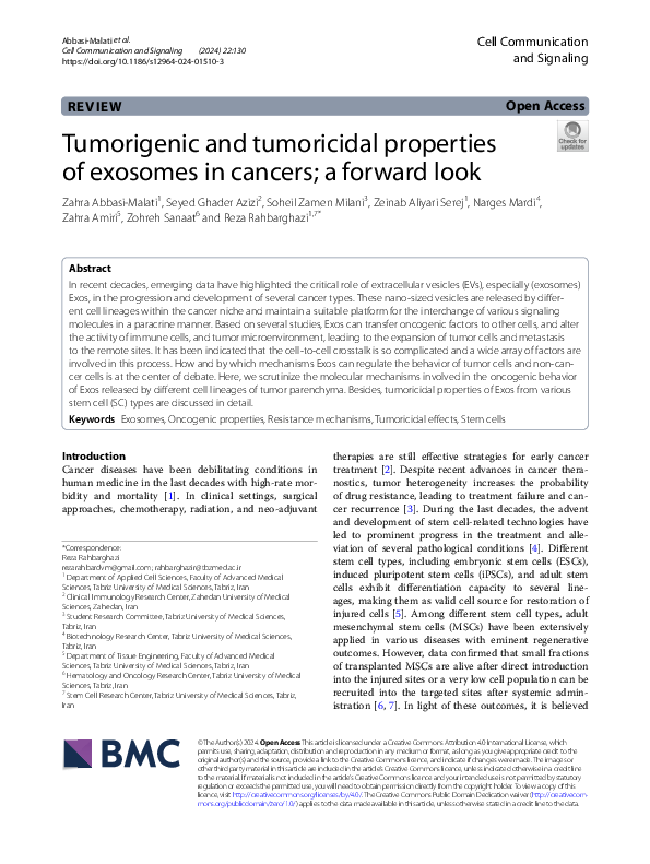 (PDF) Tumorigenic and tumoricidal properties of exosomes in cancers; a ...