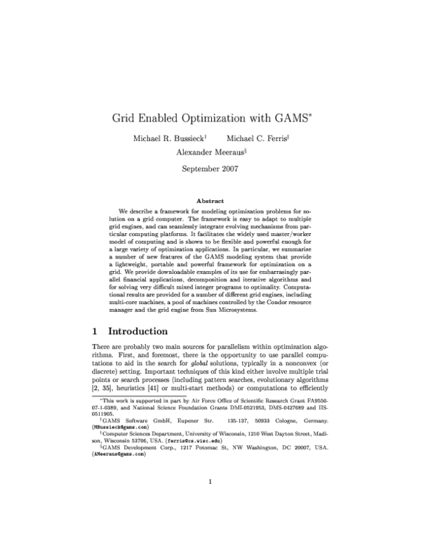 (PDF) Grid-Enabled Optimization with GAMS