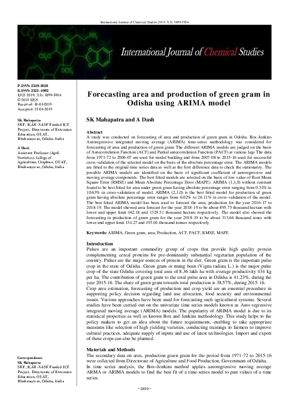 (PDF) Forecasting area and production of green gram in Odisha using ...