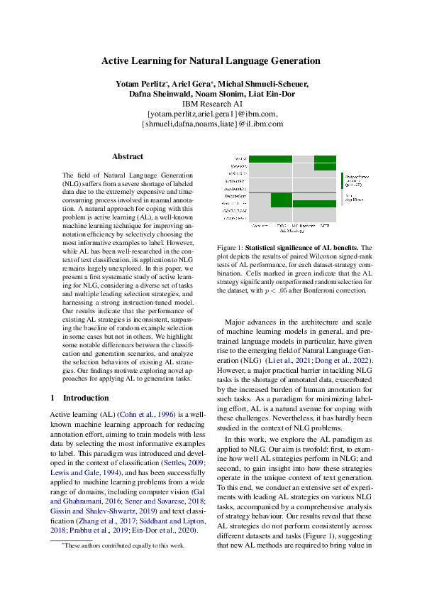 (PDF) Active Learning for Natural Language Generation