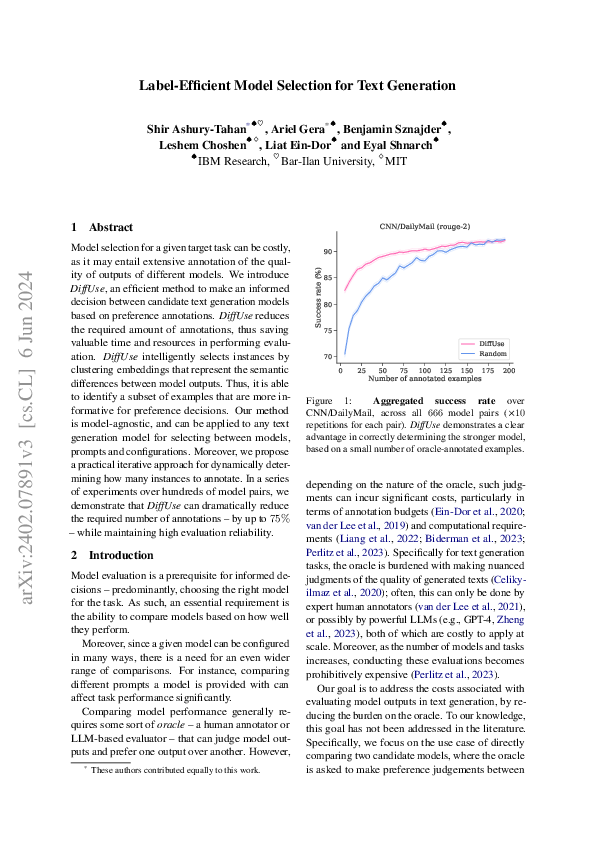 (PDF) Label-Efficient Model Selection for Text Generation