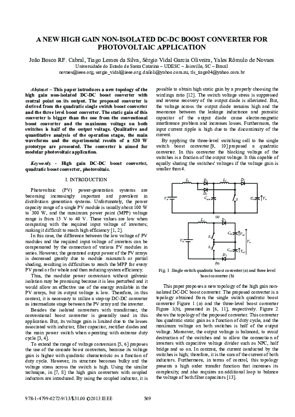 (PDF) A new high gain non-isolated DC-DC boost converter for ...