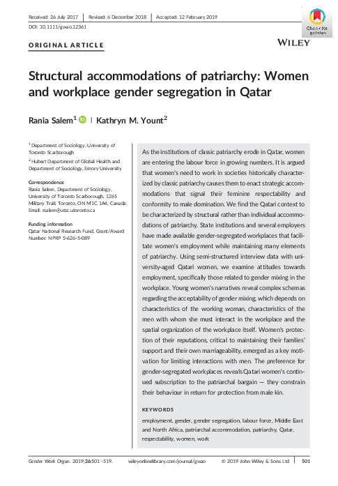 (PDF) Structural accommodations of patriarchy: Women and workplace ...