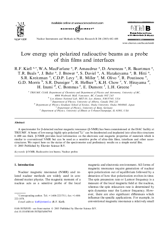 (PDF) Low energy spin polarized radioactive beams as a probe of thin ...