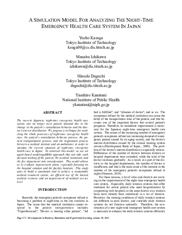 (PDF) A Simulation Model For Analyzing the Night-Time Emergency Health ...