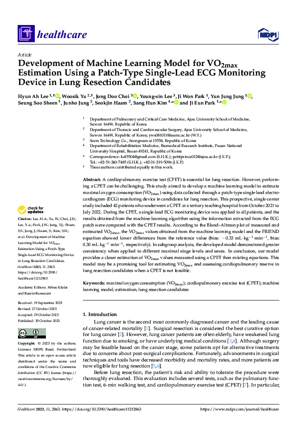 (PDF) Development of Machine Learning Model for VO2max Estimation Using ...
